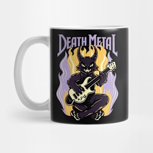 Death Metal Satanic Baphomet Cat playing guitar Mug